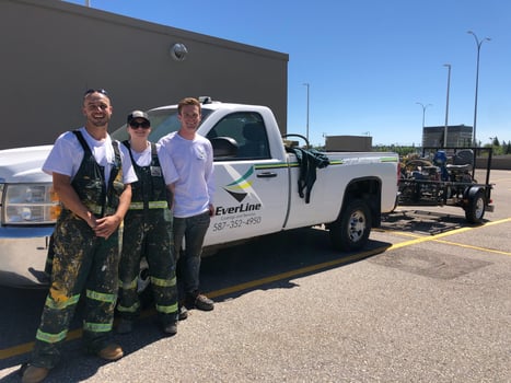 Truck and workers